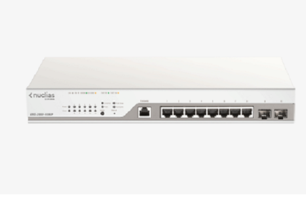 DBS-2000-10MP  ///8-Ports 10/100/1000Mbps + 2-Ports GE SFP Cloud Networking Switch, 130W ,( 1-year cloud license included )