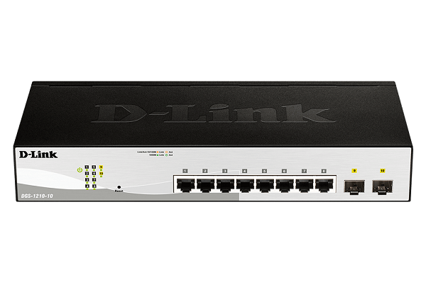 DGS-1210-10/E ///8 Port 10/100/1000Base-T ports + 2 SFP ports Web Smart Switch