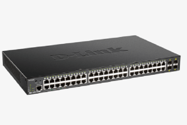 DGS-1250-52XMP  ///48 Ports 10/100/1000 Mbps PoE + 4 Ports 10G SFP+ Smart Managed Switch, 370W PoE budget. (802.3af/802.3at support), (EU/UK power plug)