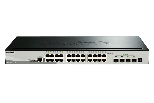 DGS-1510-28X ///24 Ports 10/100/1000Mbps + 4 10G SFP+ ports SmartPro Switch,(EU plug)