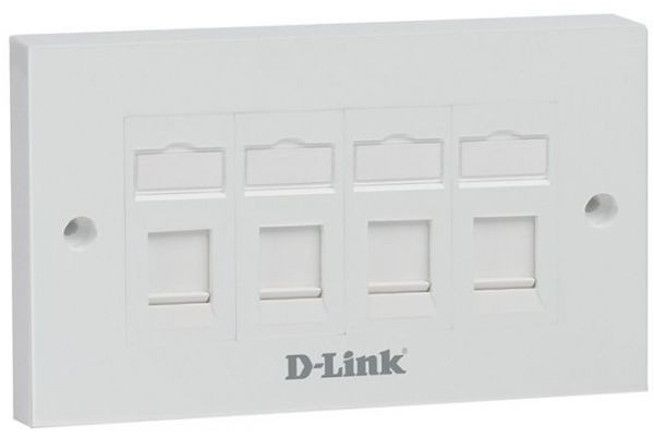 NFP-0WHI41 ///Quad Faceplate Accepts Four Keystone Jack with Shutter & ID Plate- 146*86 mm - White Colour - Rectangle
