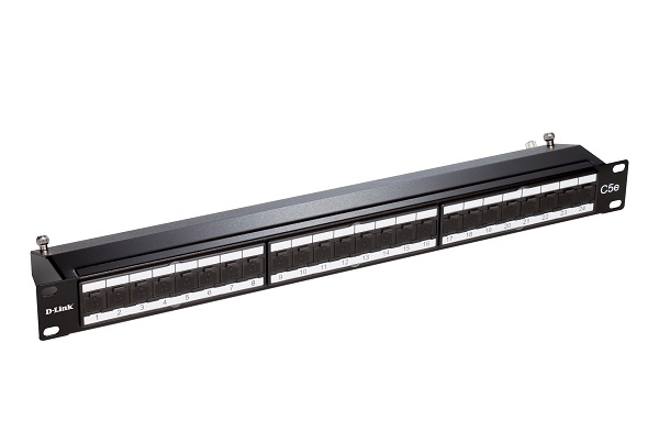 NPP-5E2BLK241///24 Port Cat5e Shielded Fully Loaded Punch Down Patch Panel - Keystone Type with Shutter- 1U -Black Colour