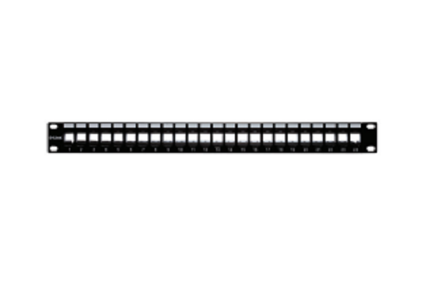 NPP-AL1BLK241///24 Port Unloaded Patch Panel for UTP Cat5e/Cat6 Keystone Jacks -1U- Black Colour