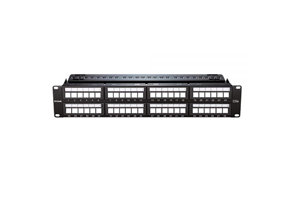 NPP-AL1BLK481///48 Port Unloaded Patch Panel for UTP Cat5e/Cat6 Keystone Jacks - 2U- Black Colour
