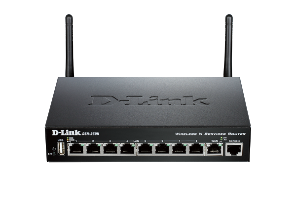 DSR-250N/ENA///Wireless SSL VPN Router (PPTP/L2TP/IPSec) 11n wireless 8 x Gigabit LAN, 1 x Gigabit WAN, 1 Configurable WAN/LAN  port, IPv6, OSPF, RIP, 1 x USB port