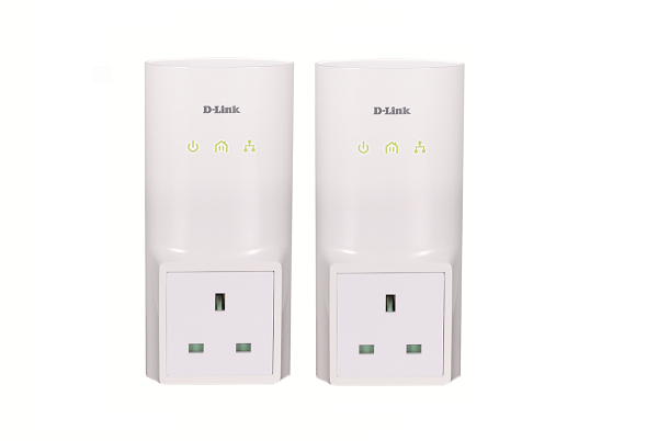 DHP-P307AV/B///200Mbps Power Line Adapter with power pass through, 1 RJ-45 10/100Mbps Port, UK  power plug - Kit of 2 units