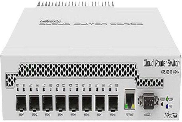 CRS309-1G-8S+IN///Desktop switch with one Gigabit Ethernet port and eight SFP+ 10Gbps ports