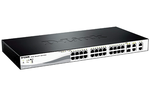 [DA1057] DES-1210-28P ///24-Port 10/100Base-T PoE Smart Switch with 2 * 1000BaseT Copper port & 2 Combo SFP/ Gigabit copper port, Auto voice VLAN, Time based PoE, 15.4/30W support, 193W PoE power budget