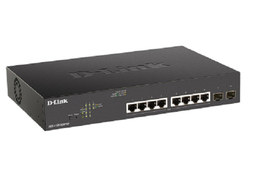 DGS-1100-10MPV2 ///8 Ports 10/100/1000Mbps PoE+ Smart Gigabit Switch with 2 SFP ports, 130W PoE power budget