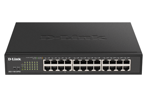 [DA1491] DGS-1100-24PV2 ///12-Ports 10/100/1000Mbps  PoE + 12-Ports 10/100/1000Mbps Smart Switch, 100W PoE Power budget (EU/UK Plug)