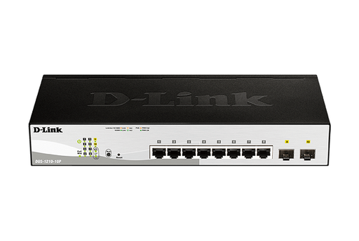 [DA1434] DGS-1210-10P ///8-ports 10/100/1000Base-T PoE + 2 SFP ports Smart Switch, 65W PoE Power budget.  (802.3af/802.3at support)