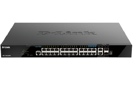 DGS-1520-28MP ///20 x 10/100/1000BASE-T PoE Ports, 4 x 2.5GBASE-T PoE Ports, 2 x 10GBASE-T Ports and 2 x 10G SFP+ Ports L3 Stackable Smart Managed Switch, 370W PoE Power Budget, 740W with external RPS DPS-700, (EU/UK power plug)