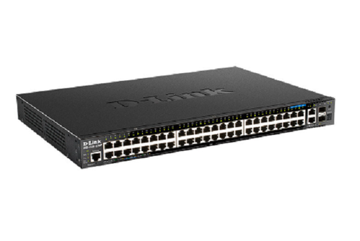 DGS-1520-52MP ///44 x 10/100/1000BASE-T PoE Ports, 4 x 2.5GBase-T PoE Ports, 2 x 10GBASE-T Ports and 2 x 10G SFP+ Ports L3 Stackable Smart Managed Switch, 370W PoE Power Budget, 740W with external RPS DPS-700, (EU/UK power plug)