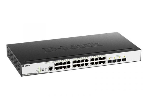 [DA1480] DGS-3000-28LP ///24 10/100/1000 Mbps PoE ports + 4 SFP ports Managed L2 Metro Ethernet Gigabit Switch, (802.3af/802.3at support), 193W PoE Power budget