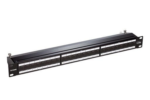 [DP1048] NPP-5E2BLK241///24 Port Cat5e Shielded Fully Loaded Punch Down Patch Panel - Keystone Type with Shutter- 1U -Black Colour