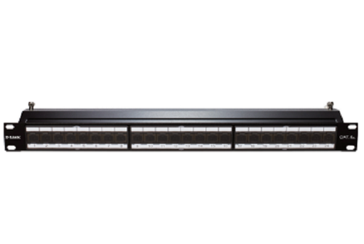 [DP1038] NPP-6A2BLK241///24 Port Cat6A Shielded Fully Loaded Punch Down Patch Panel- Keystone Type with Shutter -1U- Black Colour