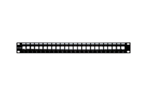 [DP10214] NPP-AL1BLK241///24 Port Unloaded Patch Panel for UTP Cat5e/Cat6 Keystone Jacks -1U- Black Colour