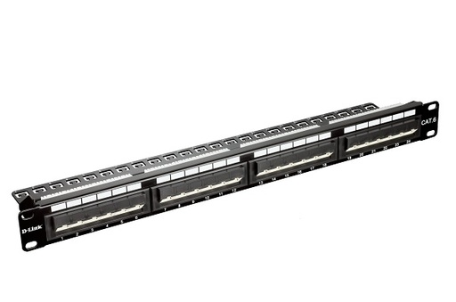 [DP1077] NPP-C61BLK242///24 Port Cat6 Unshielded Angular Fully Loaded Punch Down Patch Panel - Keystone Type -1U- Black Colour