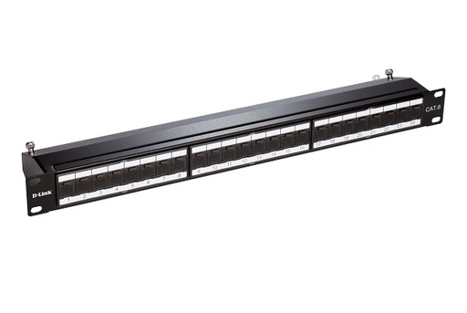 [DP1106] NPP-C62BLK241///24 Port Cat6 Shielded Fully Loaded Punch Down Patch Panel - Keystone Type with Shutter- 1U -Black Colour