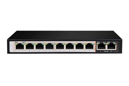 [DA1504] DGS-F1010P-E/E///10-port 10/100/1000Base-T Unmanaged Long Range 250m PoE+ Surveillance Switch with 8 PoE ports, 96W PoE Power budget  (EU Plug)